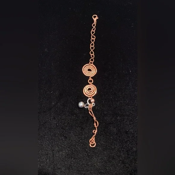 Handmade Pure Copper Sterling Silver Bracelet 925 7.5” Swirl Unisex - Picture 3 of 4